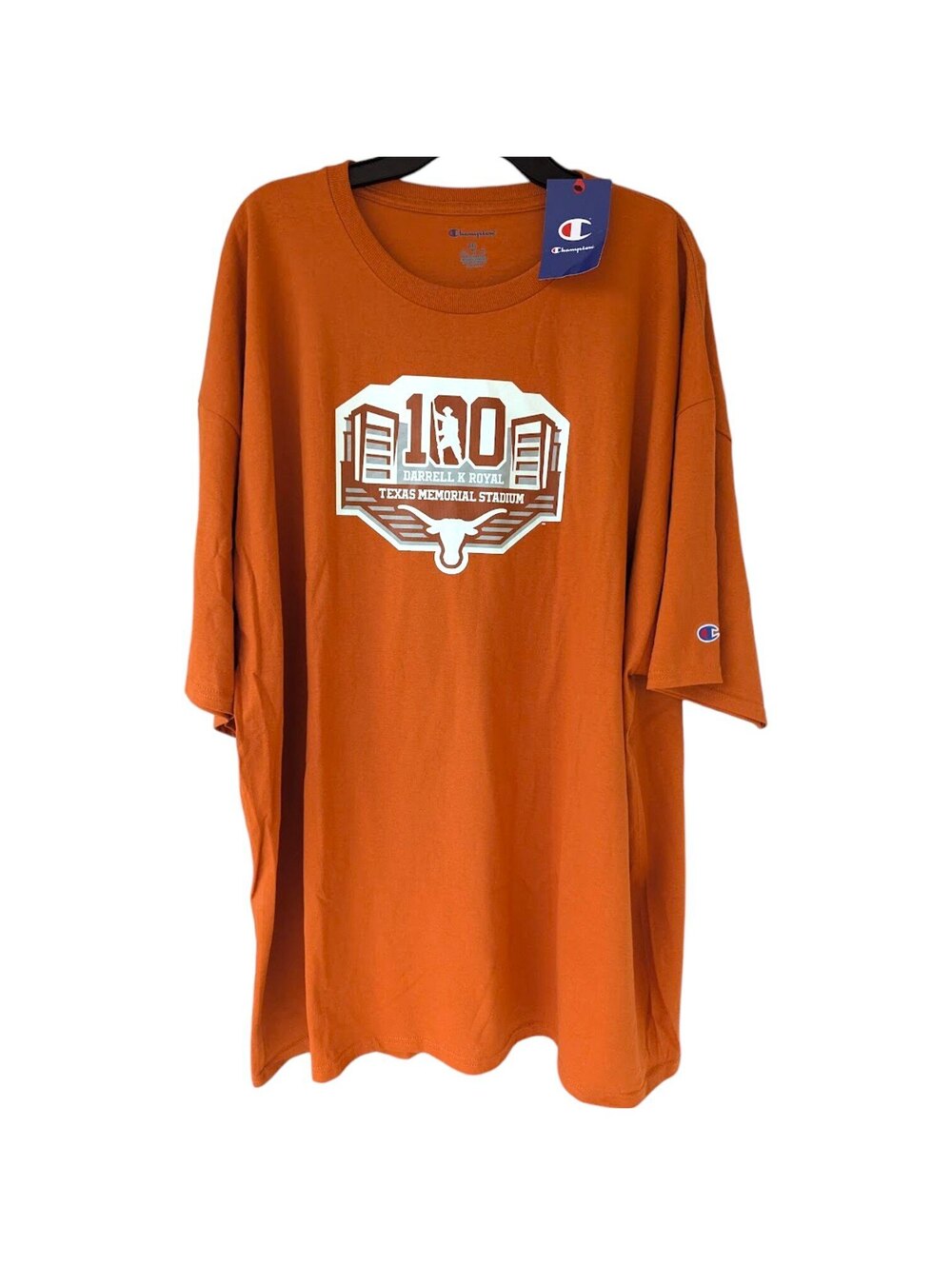 NWT Champion 3XL Texas Longhorns Darrell K Royal Stadium T-Shirt Orange 28x34